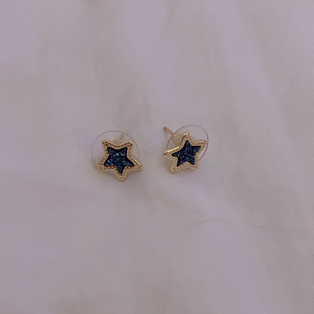 Kendra Scott Royal Blue and Gold Star Earrings